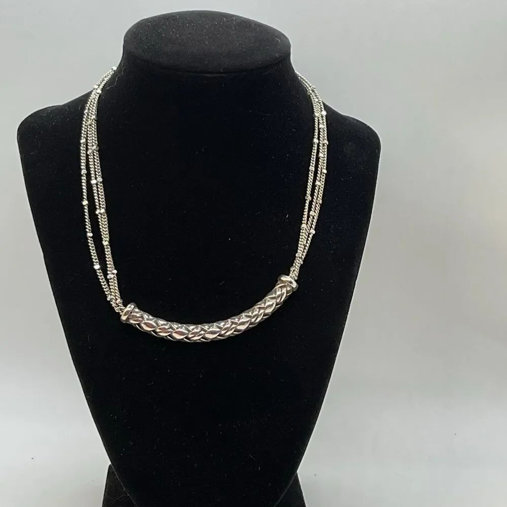 Brighton Silver Plated Woven Bar Collar Necklace